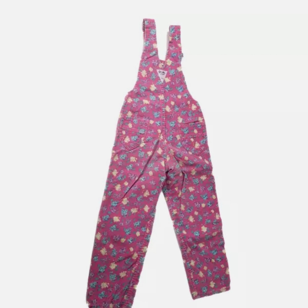 Vintage Oshkosh B'gosh Floral Overalls Corduroy - Picture 6 of 10